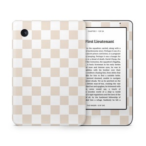 Beige ruitjes Kobo Skin, zachte pastelkleuren neutraal bruin esthetisch patroon, Rakuten Kobo eBook Clara Libra Nia cover sticker eReader custom skin