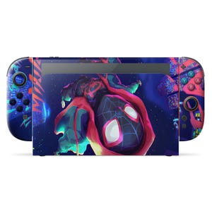 Spiderman Spiderverse Nintendo Switch 2 Skin, Blaue Spider-Man Switch OLED Cover Joycons Vinyl Wrap, 3 M Aufkleber Skin