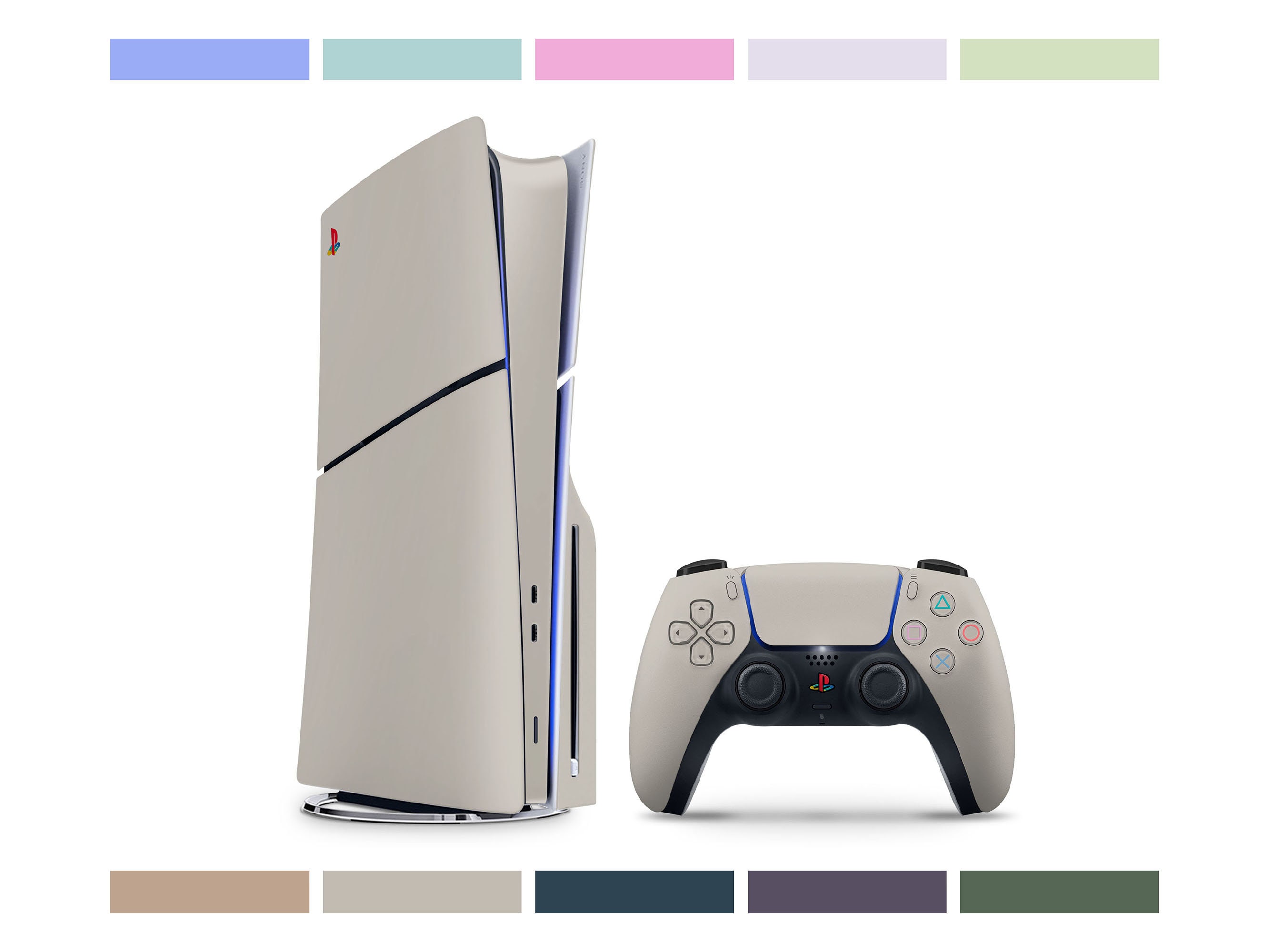 Ps5 Retro Colorwave Apple Colorwave Series PS5 Slim Skin, Custom PS5 Skin Natural Titanium ...