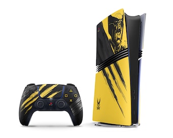 Wolverine Limited Edition Inspired PS5 Pro Skin, Yellow Claw Comic Style PS5 Slim Skin Decal, Console Controller PS5 Skin Controller Wrap