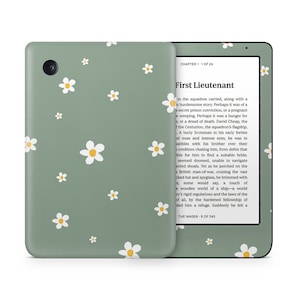 Forest Daisy Kobo Skin, schattige groene bloemen zachte pastelkleuren esthetisch patroon, Rakuten Kobo eBook Clara Libra Nia cover sticker eReader Skin 3 M