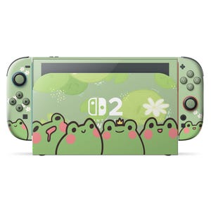 Skin per Nintendo Switch 2 Froggy Matcha, skin per Switch con rane verdi, cover OLED per Joy-Con in vinile, accessori Nintendo, adesivo 3M per cover regalo