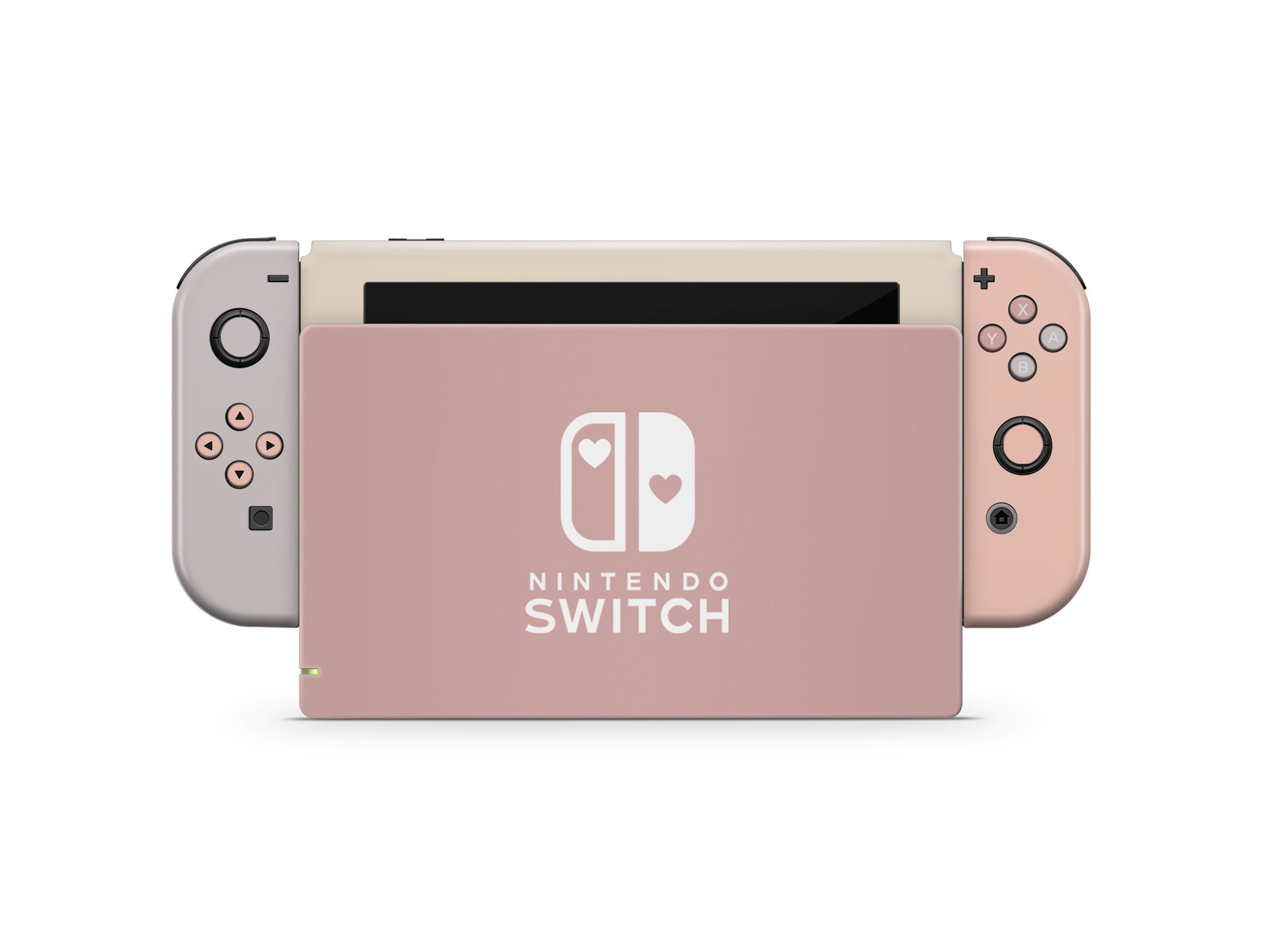 Ceramic Rose Color Blocking Nintendo Switch Skin, Hearts Pastels