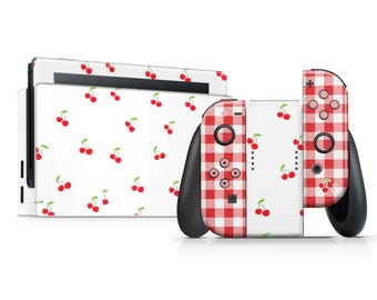 Vinilo Cherry Picnic para Nintendo Switch, Vinilo Lindo y Dulce para Switch 2, Vinilo para Joy-Cons de Consola OLED, Juego Acogedor, Vinilo Adhesivo para Cubierta de Switch 3M