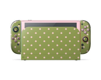 Strawberry Matcha Polka Dots Nintendo Switch 2 Skin, Cute Pink Pattern Switch OLED Cover Wrap, Custom Switch 3M Vinyl Cover