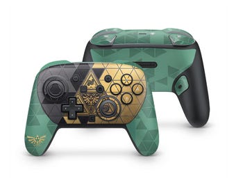 Legend of Zelda Inspired Nintendo Switch 2 Pro Controller Skin, Green Gold Ocarina of Time Anniversary Switch Pro 2 Controller Custom Cover