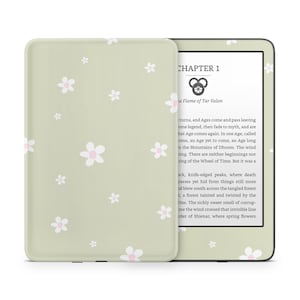 Matcha groene madeliefje Kindle Skin, schattige groene bloemen zachte pastelkleuren, Amazon Kindle Colorsoft Paperwhite Oasis e-book sticker wrap eReader 3 m vinyl