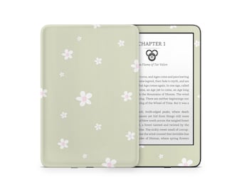 Matcha Green Daisy Kindle Skin, Cute Green Floral Soft Pastels Aesthetic, Amazon Kindle Paperwhite Oasis eBook Decal Wrap eReader 3M Vinyl