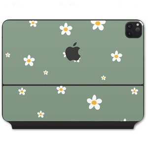 Forest Daisy iPad Magic Keyboard Skin, mörkgrön salviafärgad Apple iPad Pro Air tangentbordsdekal Wrap-fodral M4 M2