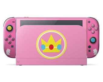 Princess Peach Crown Nintendo Switch 2 Skin, Pretty Pink Minimalist Mario Switch Skin OLED Joycons Vinyl Wrap, Nintendo 3M Cover Wrap Gift