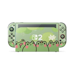 Froggy Matcha Nintendo Switch 2 Skin, Green Frogs Switch Skin OLED Cover Joycons 3 M Vinyl Skin Switch Cover Dekal Gåva