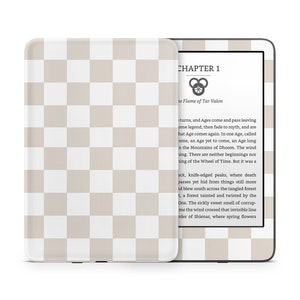 Almond Checker Kindle Skin, Soft Pastels Neutral Beige Aesthetic, Pattern Amazon Kindle Paperwhite Oasis eBook Decal Wrap eReader 3M Vinyl image 1