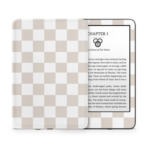 Almond Checker Kindle Skin, Soft Pastels Neutral Beige Aesthetic, Pattern Amazon Kindle Paperwhite Oasis eBook Decal Wrap eReader 3M Vinyl