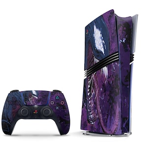 Purple Venom PS5 Pro Skin, Symbiont Venom Spiderman PS5 Slim Skin Pastel, PS5 Pro Faceplate Skin PS5 Controller Wrap