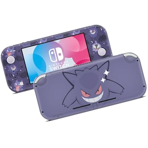Pokemon Gengar Evolution Nintendo Switch Lite Skin, Minimalist Purple Ghost Switch Console Joycons Vinyl Wrap, Nintendo 3M Wrap