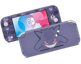 Vinilo decorativo para Nintendo Switch Lite con diseño de Pokémon Gengar Evolution, vinilo minimalista morado fantasma para los Joy-Con de la consola Switch, vinilo para Nintendo 3M