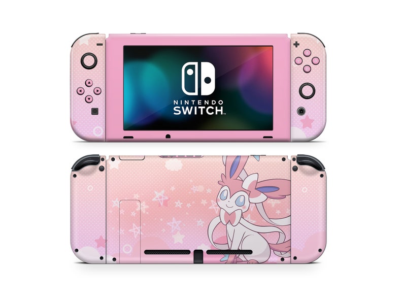 Vinilo para Nintendo Switch de Pokémon Sylveon rosa, vinilo para consola OLED Joy-Cons de Pokémon Pretty Pink Switch 2, vinilo protector 3M imagen 3