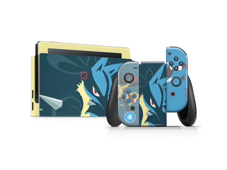 Pokemon Lucario Blue Nintendo Switch Skin, Pokemon Pretty Blue Switch 2 Skin, OLED Console Vinyl Joycons 3M Cover Vinyl Skin Wrap image 2