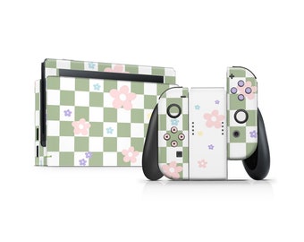 Cute Danish Pastel Flower Nintendo Switch Skin, Cute Floral Cozy Hygge Switch 2 Skin OLED Console Joycons Vinyl Wrap, 3M Vinyl Skin