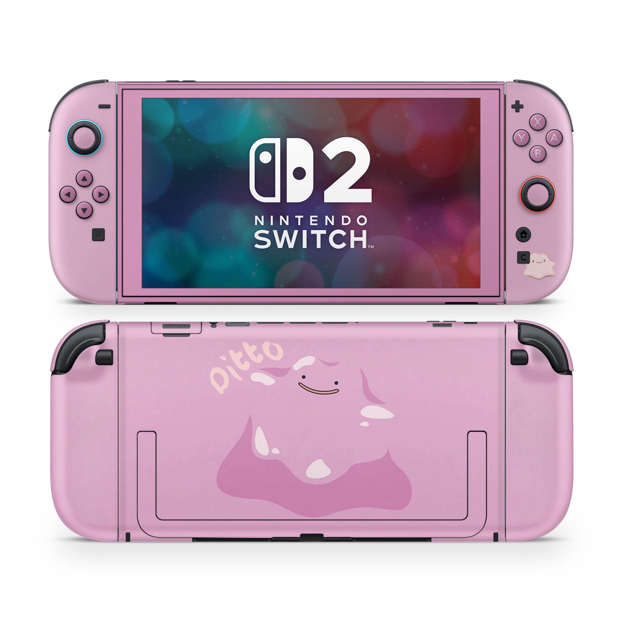 Pokemon Ditto Nintendo Switch 2 Skin, Pink Pokemon Pokopia Ditto