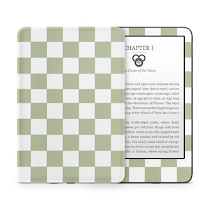 Matcha Checker groen Kindle Skin, geruit patroon zachte pastelkleuren, Amazon Kindle Colorsoft Paperwhite Oasis e-book sticker wrap eReader 3 m vinyl