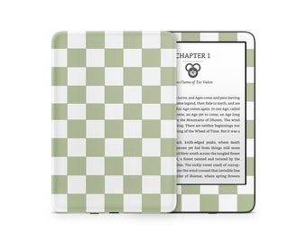 Matcha Checker Green Kindle Skin, Checkered Pattern Soft Pastels, Amazon Kindle Paperwhite Oasis eBook Decal Wrap eReader 3M Vinyl