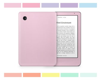 Skin para Kobo de la serie Pastel, con los colores pastel característicos del arcoíris: rosa bebé, azul, menta y morado. Vinilo 3M para la cubierta del eBook Rakuten Kobo.
