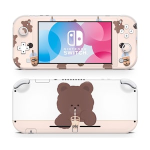 Skin de oso Boba para Nintendo Switch Lite, vinilo de 3 m con diseño de té Boba marrón para consola Nintendo Switch, funda para Switch Lite