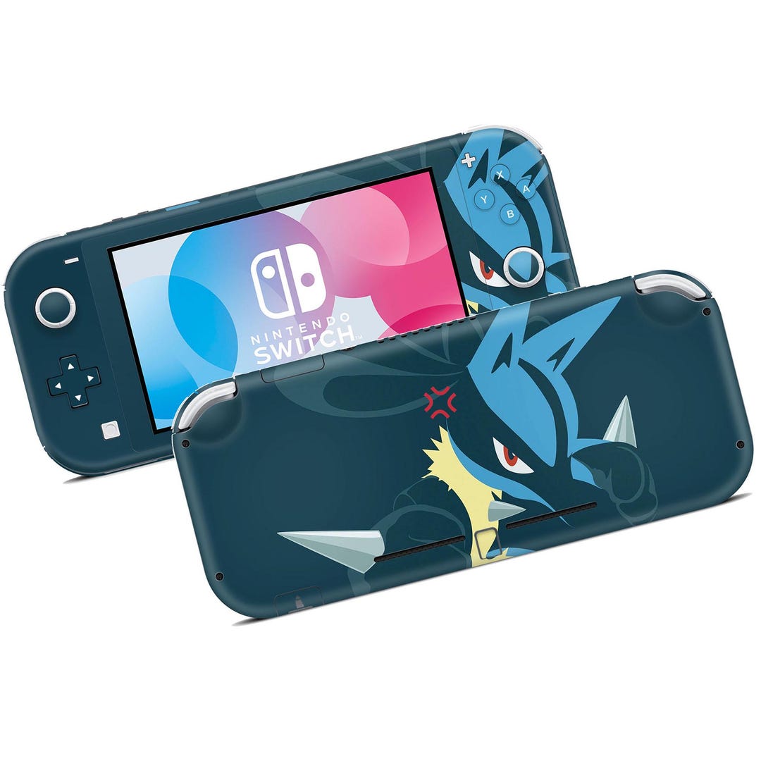 Pokemon Lucario Evolution Nintendo Switch Lite Skin, Minimalist Blue ...