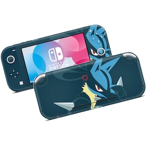 Pokemon Lucario Evolution Nintendo Switch Lite Skin, Minimalist Blue Pokemon Switch Console Vinyl Wrap, Nintendo Switch Lite Cover 3M Wrap
