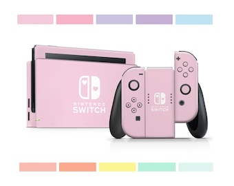 Skin pour Nintendo Switch série pastel, couleur pastel arc-en-ciel, autocollant pour console OLED avec commutateur de couleur, bleu layette, rose, violet lavande