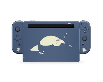 Pokemon Snorlax Nintendo Switch Skin, Navy Sleeping Snorlax Switch 2 Skin, OLED Console Joycons Vinyl Wrap, 3M Vinyl Skin Switch Cover Decal