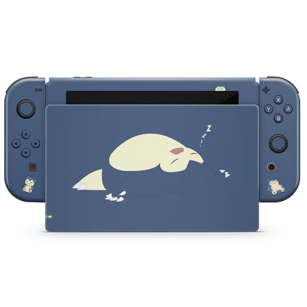 Pokemon Snorlax Nintendo Switch Skin, Navy Sleeping Snorlax Switch OLED Console Joycons Vinyl Wrap, Nintendo Accessories, 3M Wrap