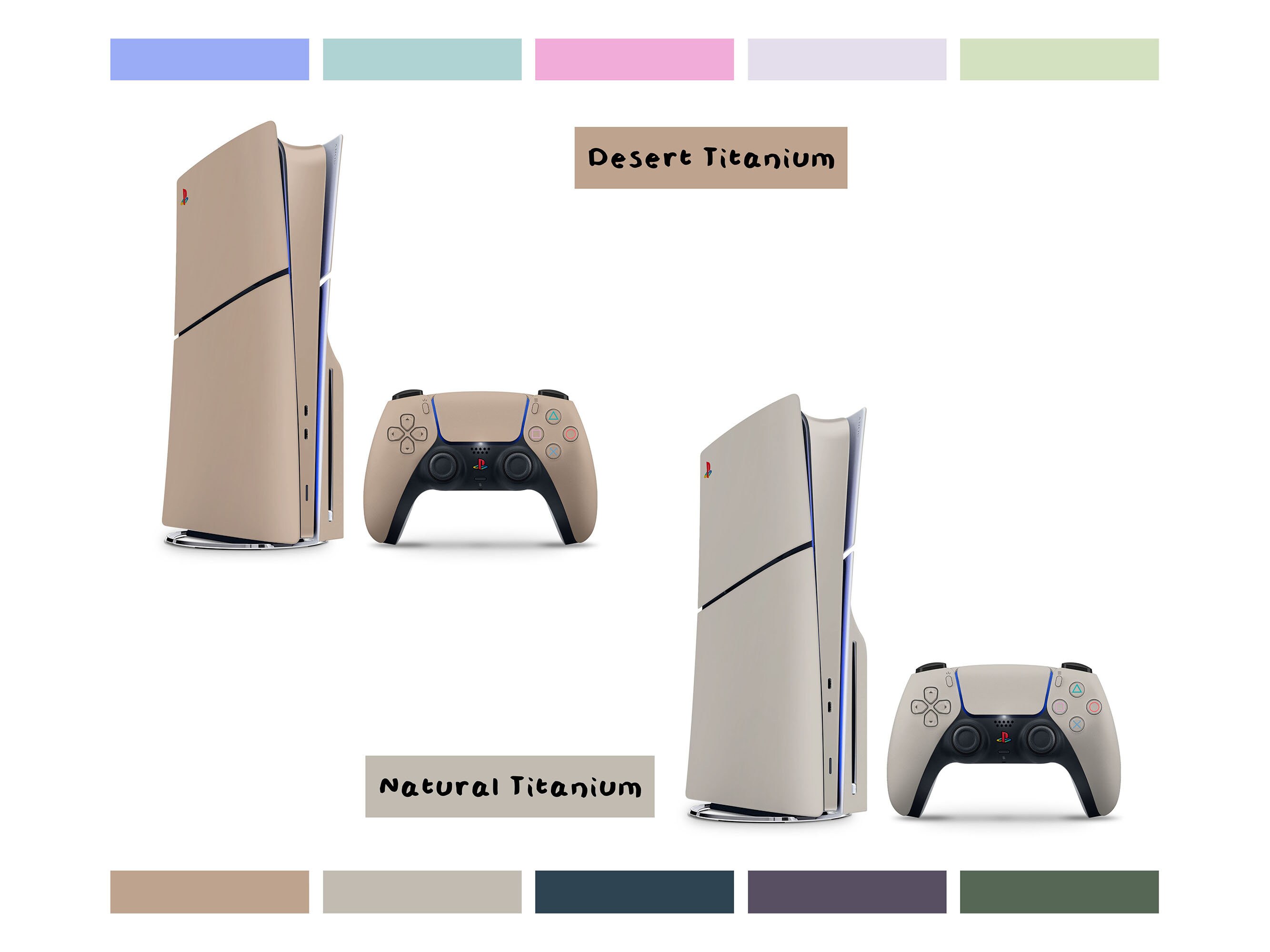 Ps5 Retro Colorwave Apple Colorwave Series PS5 Slim Skin, Custom PS5 Skin Natural Titanium ...