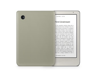 Könnte beinhalten: Ein grauer E-Reader mit einer schwarzen Frontkamera. Der Bildschirm zeigt den Text "First Lieutenant" und den Beginn eines Kapitels aus einem Buch.