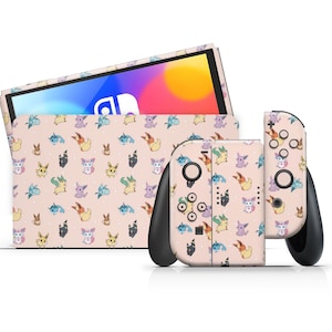 Pokemon Eevee Evolution Nintendo Switch OLED-skin, Sylveon Umbreon-patroon Switch 2 console Joycons vinylfolie, hoes van 3 m