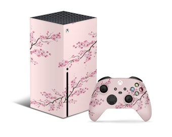 Diseño de flor de cerezo rosa para Xbox Series X, calcomanía floral minimalista para Xbox Series S, funda artística para mando de Xbox, vinilo 3M