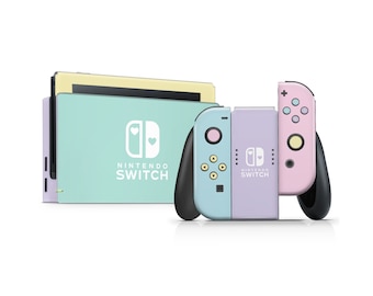 Seafoam Retro 80s Color Blocking Nintendo Switch Skin, Pastels Colorwave Vintage 90s 80s Switch OLED Consola Joycons Vinyl Wrap, 3M Wrap