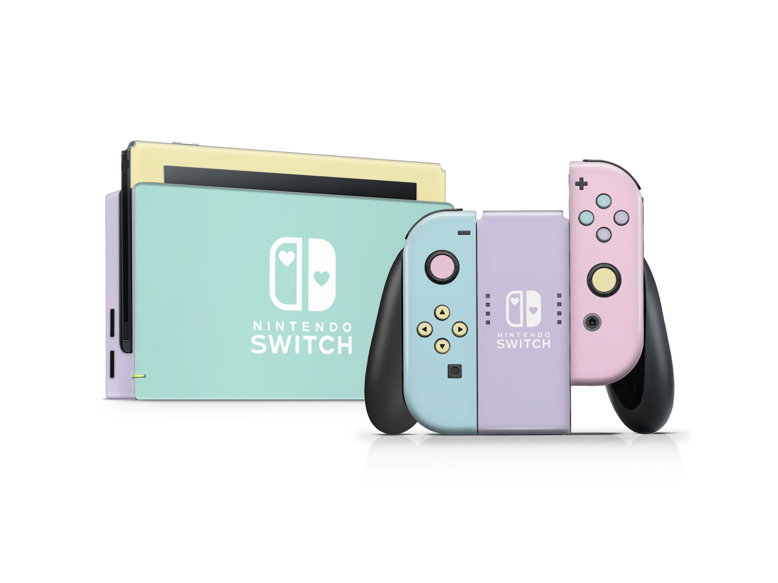 Seafoam Retro 80s Color Blocking Nintendo Switch Skin, Pastels Colorwave Vintage 90s 80s Switch 2 OLED Console Joycons Vinyl Wrap, 3M Wrap