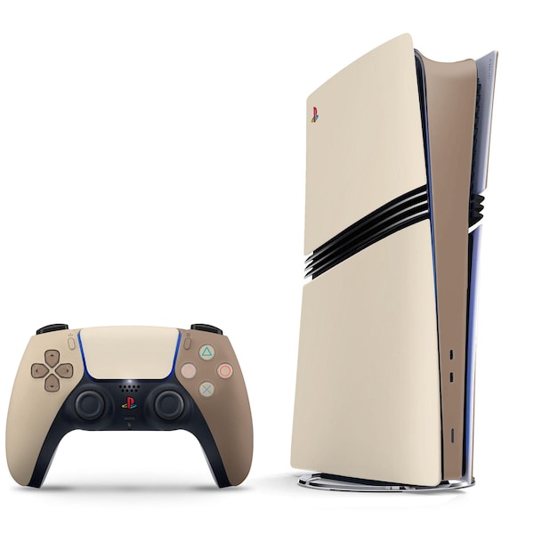 Diseño de bloqueo de color Iced Latte para PS5 Pro, diseño de onda de color marrón beige crema para PS5 Slim en tonos pastel, diseño de placa frontal para PS5 Pro, funda para mando de PS5 de 3 M
