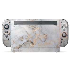 エセリアルホワイトゴールドマーブル Nintendo Switch 2 スキンシール、抽象模様 Switch OLED コンソール Joycon ビニールラップ、アクセサリー 3M カバー ギフト