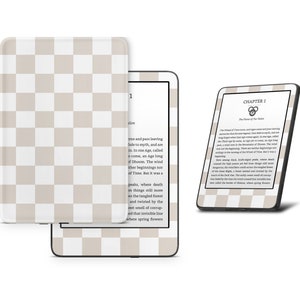 Almond Checker Kindle Skin, Soft Pastels Neutral Beige Aesthetic, Pattern Amazon Kindle Paperwhite Oasis eBook Decal Wrap eReader 3M Vinyl image 3