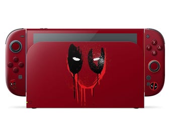 Deadpool Nintendo Switch 2 Skin, Red Blood Splatter Switch OLED Console Joycons Vinyl Wrap, Cover Skin 3M Wrap