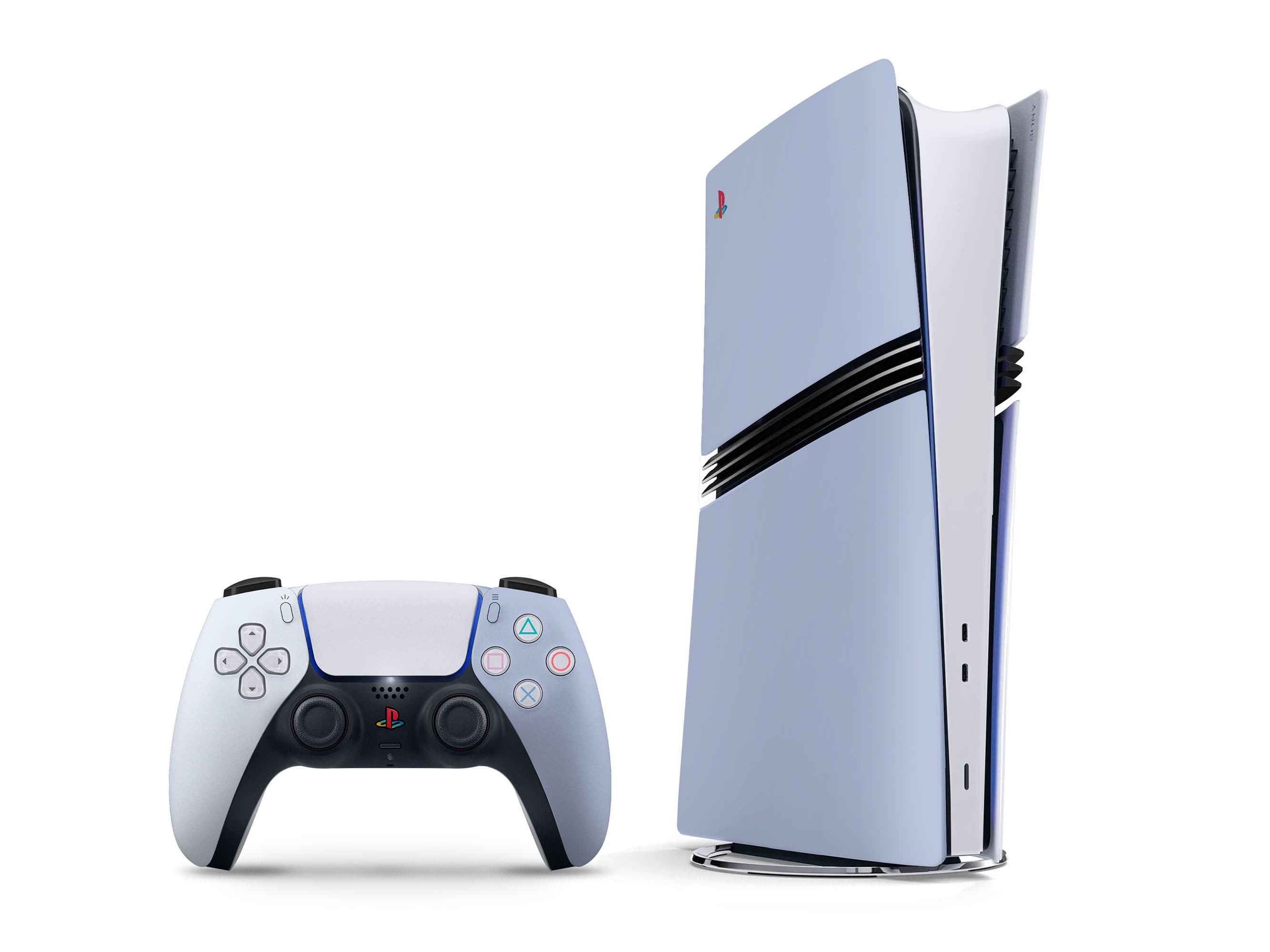 Skin PS5 Pro Winter Wonderland, couleur pastel assez bleu Colorwave pour PS5, plaque frontale pour PS5 Pro, emballage pour manette PS5, 3 m