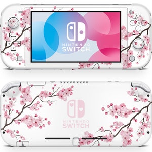ホワイトピンクチェリーブロッサムNintendo Switch Liteスキン、ピンクの花柄フラワーSwitchコンソールビニールラップ、3M Nintendo Switch Liteカバースキン