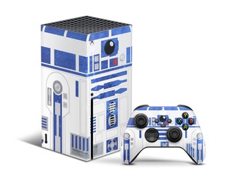 Skin retro de R2D2 para Xbox Series X, calcomanía de vinilo azul clásico de ciencia ficción de Star Wars para Xbox Series S, funda artística personalizada para mando de Xbox, envoltura de vinilo 3M