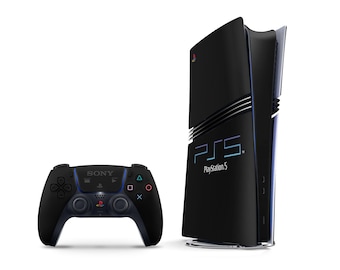 Black Retro PlayStation PS5 Pro Skin, Limited Edition Classic Back Retro PS2 Inspired PS5 Slim Skin, PS5 Faceplate Skin PS5 Controller Wrap