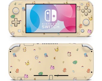 Vinilo adhesivo para Nintendo Switch Lite con diseño acogedor de Pokémon, diseño de Pikachu, Pokémon inicial en color beige, para consola Switch Lite, 3M.