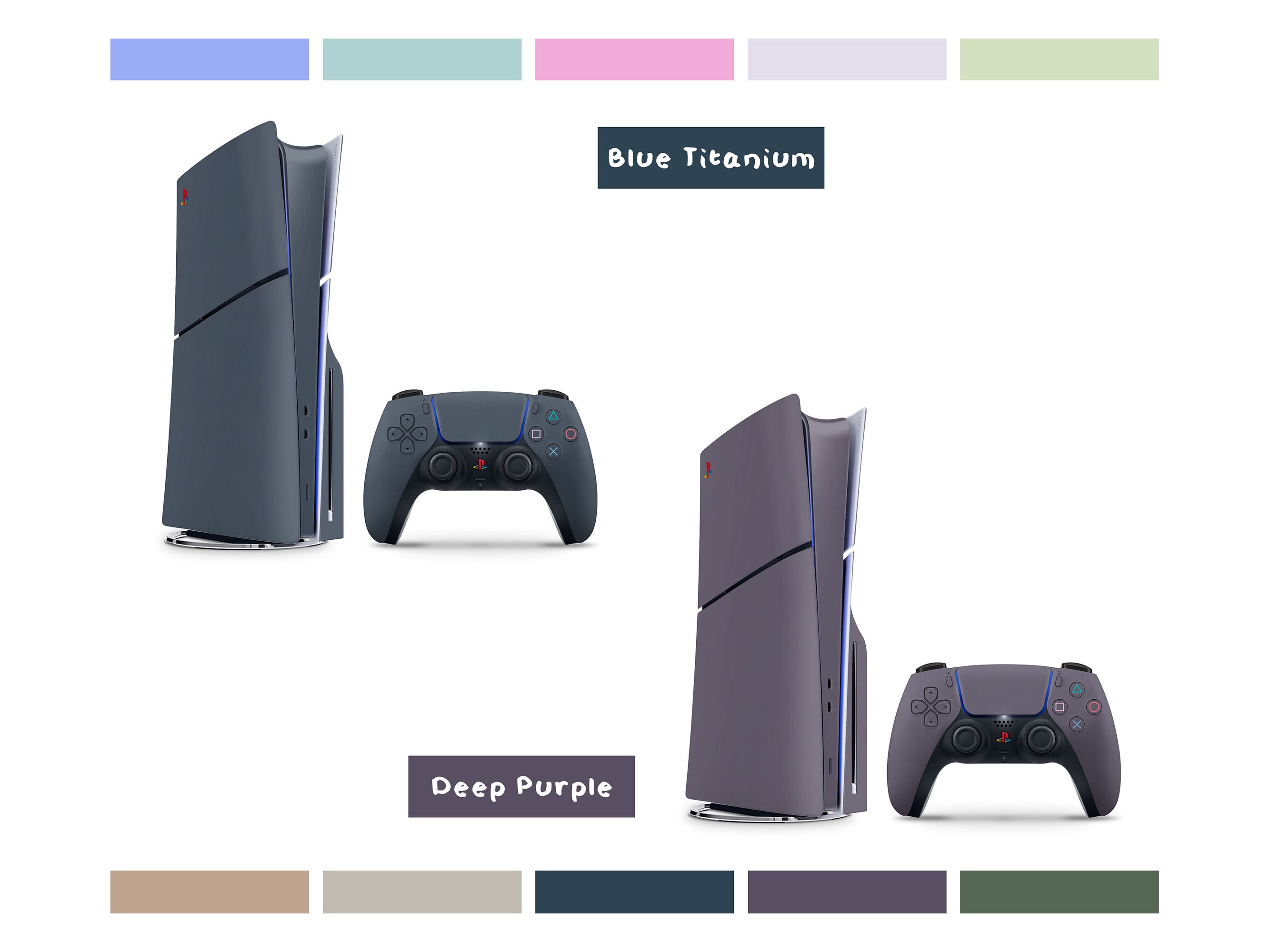 Ps5 Retro Colorwave Apple Colorwave Series PS5 Slim Skin, Custom PS5 Skin Natural Titanium ...