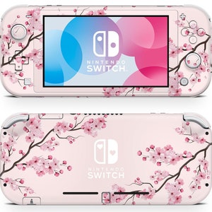 チェリーブロッサムピンク Nintendo Switch Lite スキン、フローラルパステルソフトフラワー、スイッチコンソールジョイコンビニールラップ、3Mラップ
